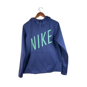 Nike Therma FIT Pullover Hoodie Womens Medium Blue Green Athletic‎ Sweatshirt